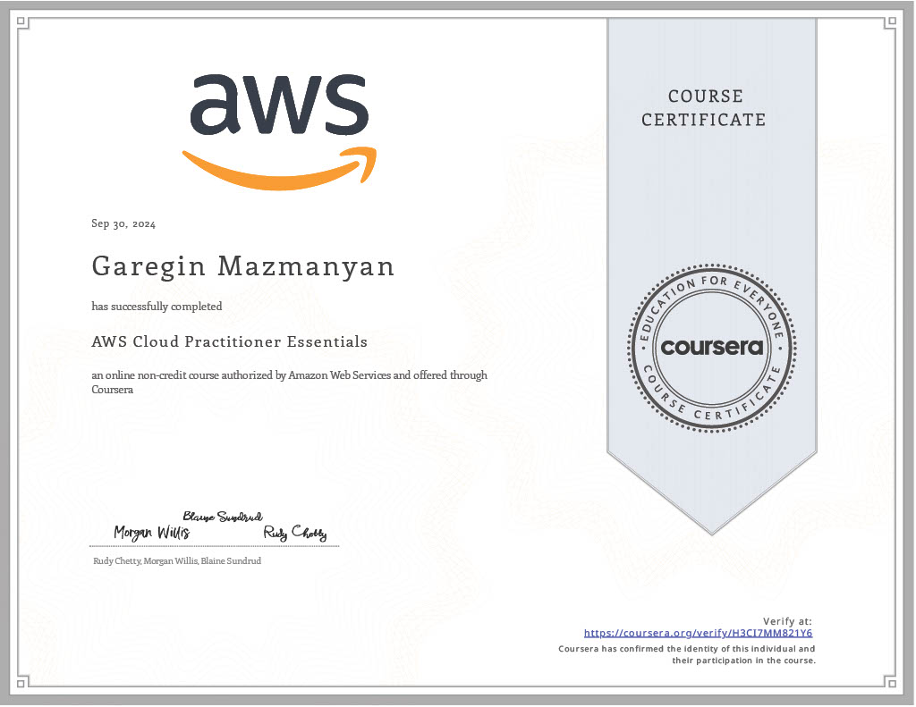 AWS Cloud Practitioner Certificate