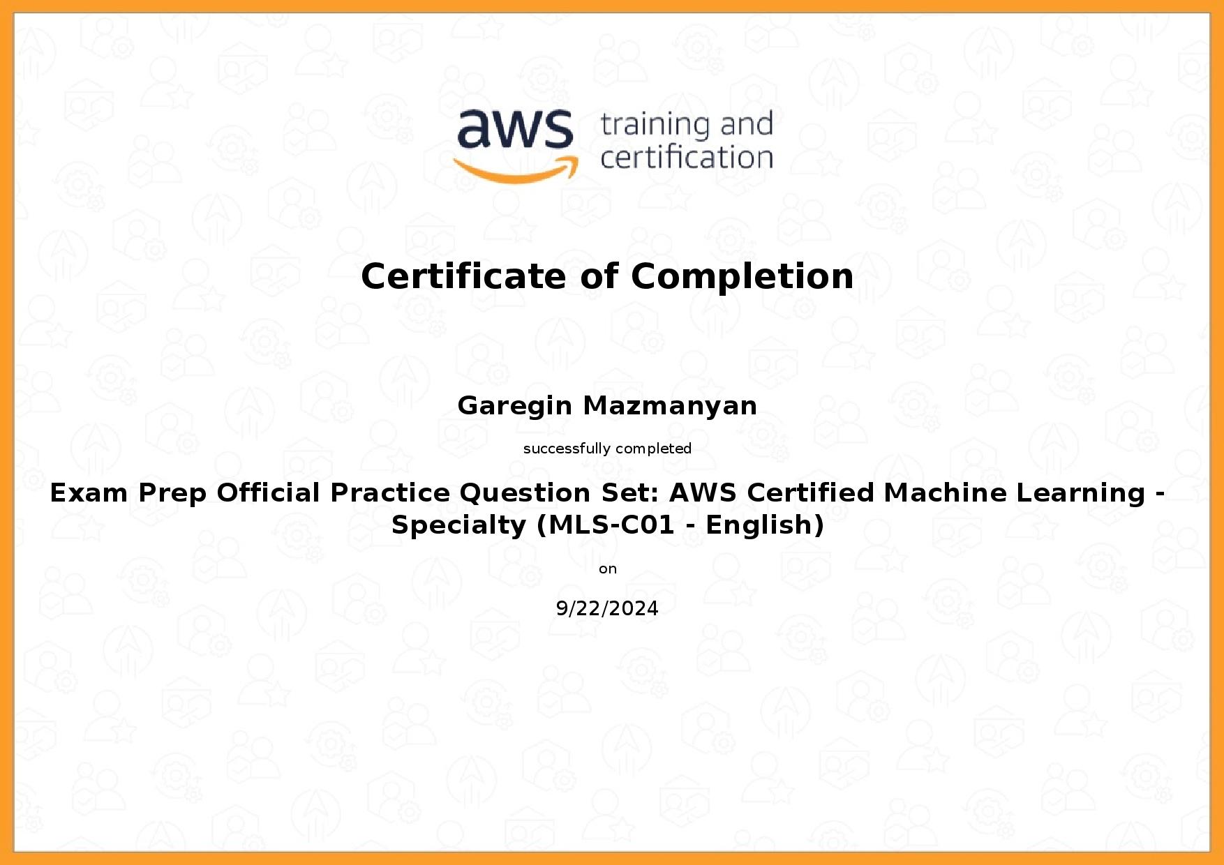 AWS Machine Learning Certificate